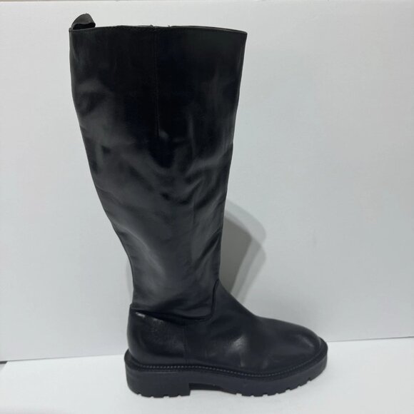 Gosh Womens Knee High Leather Boots Black Size EU40 M US9-9.5 - Picture 1 of 5